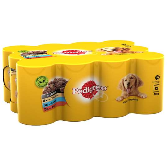 Pedigree Adult Selection Multipack 12 x 400g - Meat Selection in Gravy (Chicken, Lamb & Beef)