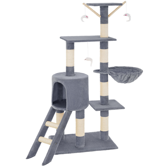 tectake Cat tree Dominik - cat scratching post, cat tower, scratching post - grey