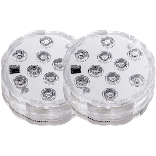 Asupermall - Diving LEDs Lights with rf Remote Cell Operated IP68 Waterproof Underwater Light 10LEDs 16 Color Changing Pond Lights for Aquarium