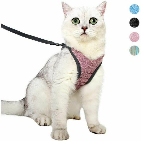 Cat Harness And Leash Ultralight Kitten Collar Soft And Comfortable Cat Walking Vest Running Leak-Proof Suitable For Puppy Rabbits(Pink, m)