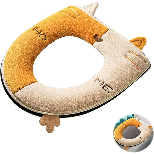 FVO - Zippered Toilet Seat Cushions Washable Toilet Seat Pads Toilet Seat Covers With Handle Kitten Pattern Toilet Seat Fits Most Toilets(37X43cm)