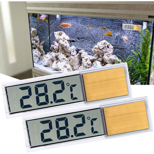 Tinor - Aquarium Thermometer, 2 High Sensitivity Digital Aquarium Thermometers, Two Side Stickers, Accuracy Up to 0.1 Degree (Gold)
