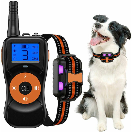 Qersta - Dog Training Collar, Waterproof Electric Dog Collar with Vibration, Sound and Static Shock Modes, 800M Remote Control - 2 Collars