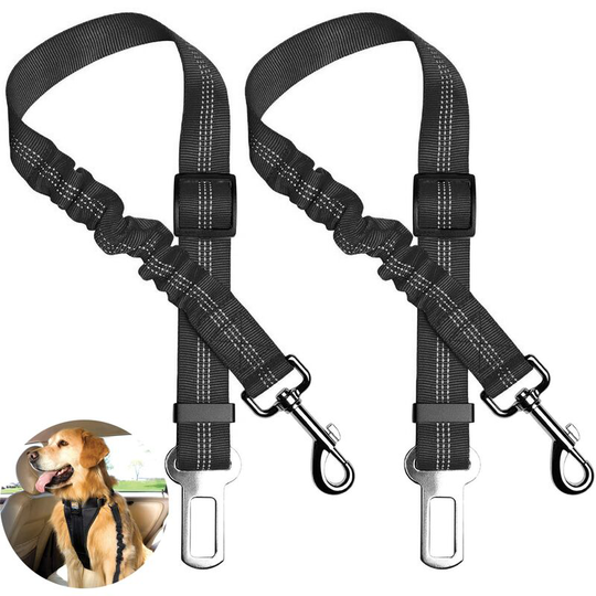 Devenirriche - Dog Seat Belt, 2 Packs Adjustable Pet Car Seatbelt Elastic & Durable Dog Car Harness Reflective Nylon Vehicle Safety Belt for Small