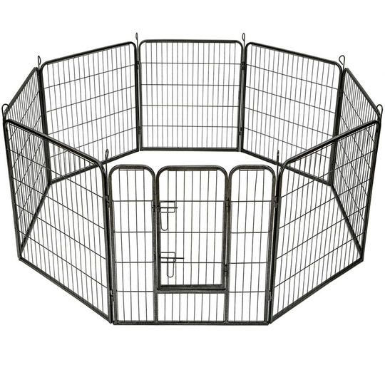 Puppy playpen 8 corners - dog pen, dog playpen, puppy pen - 80 cm - grey
