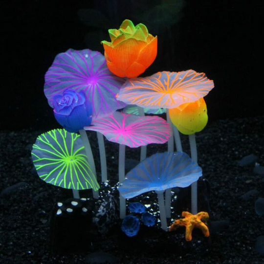 Lotus Shape Aquarium Decoration - Silicone Fish Tank Decoration, Environmentally Friendly for Fresh and Salt Water