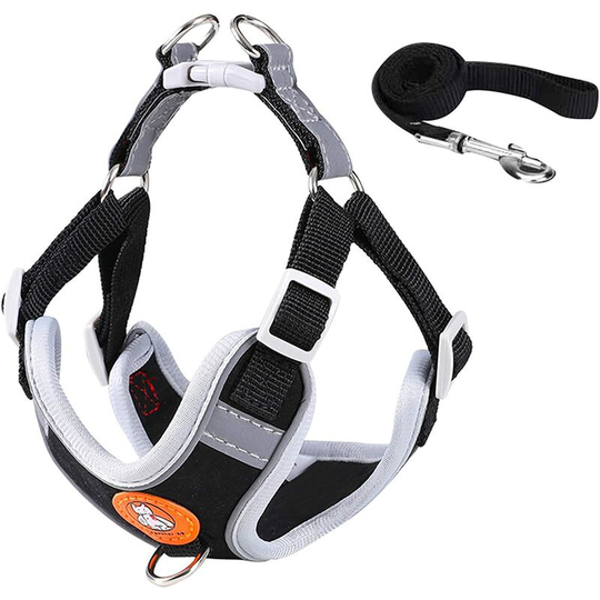 Dog Harness - Adjustable Vest Harness Reflective Soft Vest Leashes - For Cats Puppy, M-Black