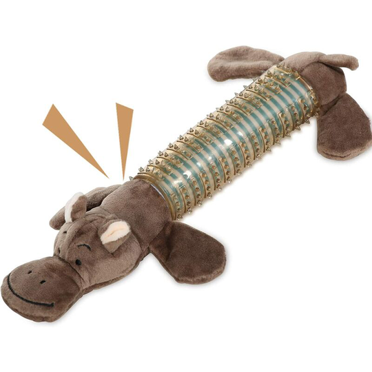 Plush Dog Toys Squeaky Dog Toys - Indestructible Rubber Body for Puppy Small Dogs Brown - Langray