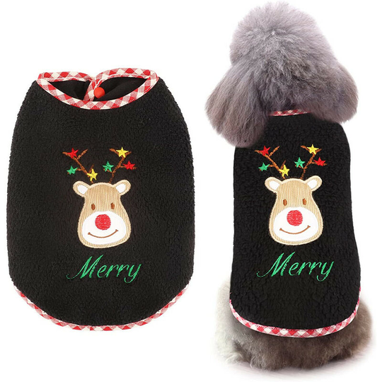 1pc Christmas Day Pet Lamb Fleece Warm Clothes (m) Navy Blue