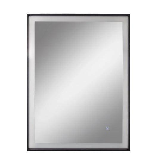 Tillo Lighted Metal Framed Wall Mounted Bathroom Mirror in Black