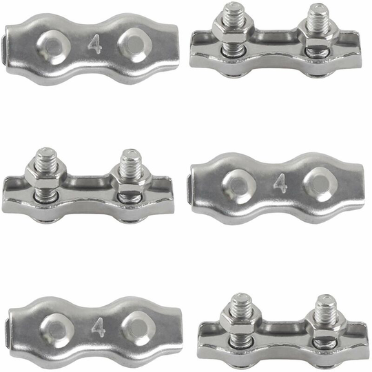 M4 Duplex Clips Cable Ties 304 Stainless Steel Duplex Line Clips for Wire Rope Clotheslines Hanging Sun Sails Fixed Patio 6pcs