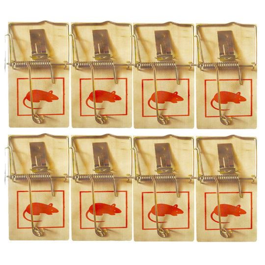 8pk Wooden Mouse Traps | Durable Reusable Snap Traps