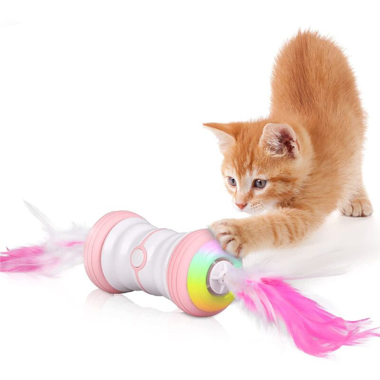 Betterlifegb - Interactive Electric Toy for Cat Rechargeable by usb, Cat Toys, led Lights Cat Toys, Feathers and Cats Cats Accessories + Replacement