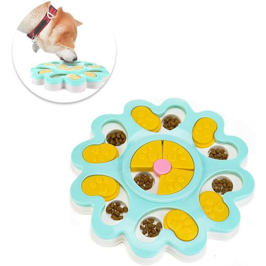 Dog Puzzle iq Training Toy, Slip Puzzle Bowl Feeder, Dog Toys, Dog Training Games for Domestic Animals Feeder (Blue) - Litzee