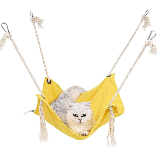 Breathable Cat Hammock Heavy Duty Cat Hammock Double Cotton Linen Cat Hammock Comfortable Non-Stuffy Cat/Kitten/Rabbit Hammock Bed Cat Hammock Up To