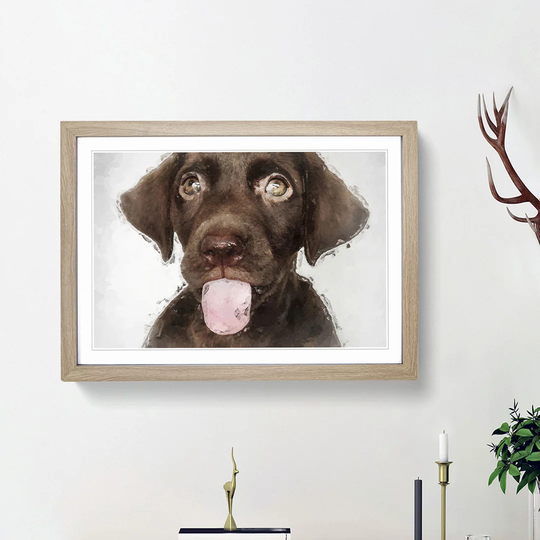 Chocolate Labrador Puppy in Abstract - Picture Frame Graphic Art Print