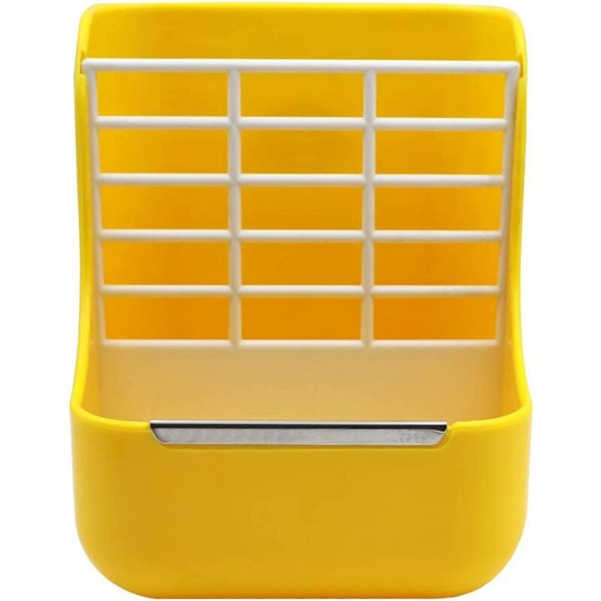 2-in-1 Pet Feeder and Grass Frame for Rabbits, Chinchillas, Guinea Pigs, Small Animals, Anti-Bite with Fixed Set (Yellow)