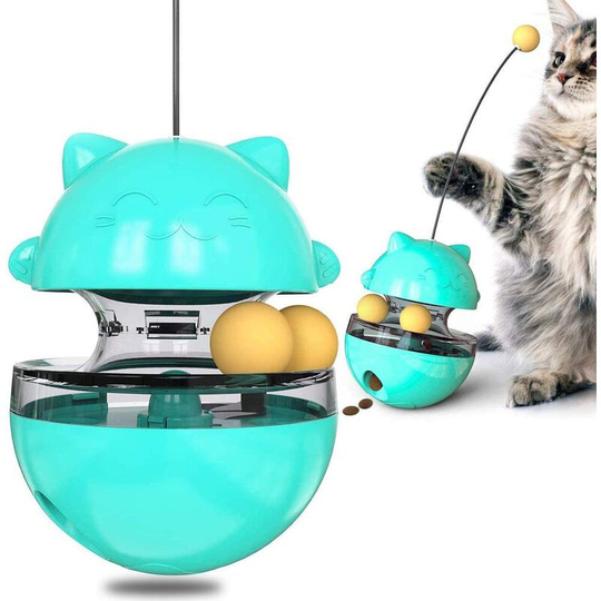 Interactive 4 in 1 Cat Balls Dog Food Dispenser for iq Treatment (Blue) - Litzee