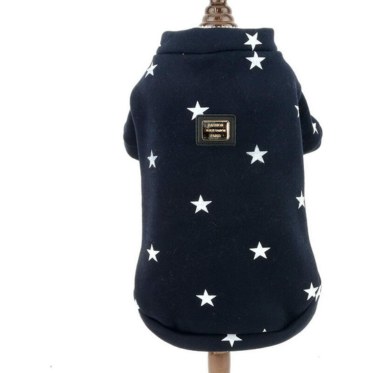 Soekavia - Star Print Pet Fleece Sweatshirt Jumper Sweater Jacket for Small Dogs Cats Boy Girl Crewneck Soft Warm Winter Coat Puppy Clothes Chihuahua