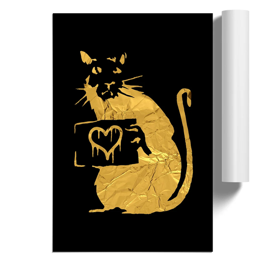Banksy Rat with Heart - Unframed Graphic Art