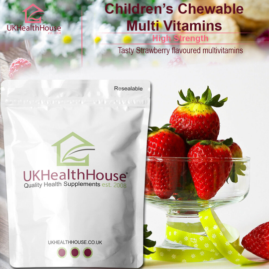 Children Chewable Multi-Vitamins - 60 Tablets For KIds & Adults Strawberry Flavour