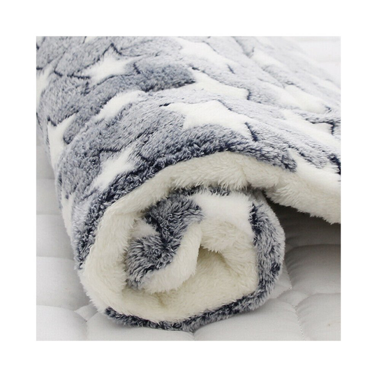 (Blue/White Star, 89*68cm) SOFT PLUSH PAW PRINT PET DOG PUPPY CAT BLANKET CAT BED MAT COMFY