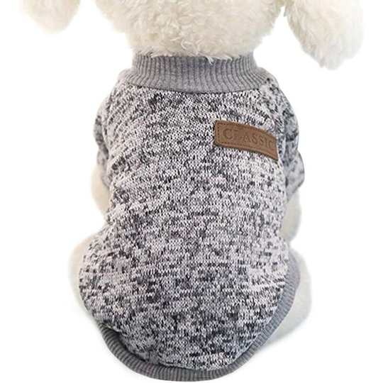 Pet Dog Sweater, Warm Dog Sweaters Cat Clothes, Fleece Pet Coat for Small Medium Large Dog Puppy, Pink and Gray (l, Gray)