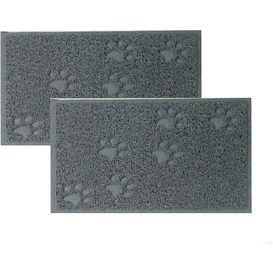 Pet Food Mat Bowl Feeding Mat for Cat Dog 40x30cm, Grey, 2 Pack