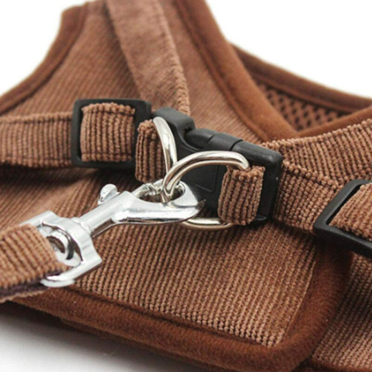 Dog Harness and Lead Set for Small Dog Cat No Pull Reflective Adjustable Step-in Vest Harness for Walking, Puppy Soft Breathable Mesh Padded Corduroy