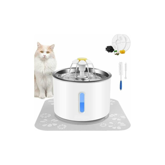 Cat and Dog Water Fountain, Cat Dog Fountain with Activated Carbon Filter, Quiet Water Pump, Cat Water Dispenser with led Light