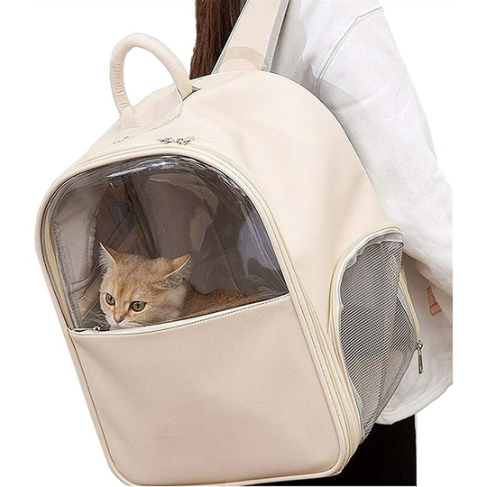 Deckon - Pet Carrier Bag Backpack Cage Cat Dog Cage Portable Pet Carrier Bag Transparent Leather Foldable Spacious Large Carrier Bag (large)