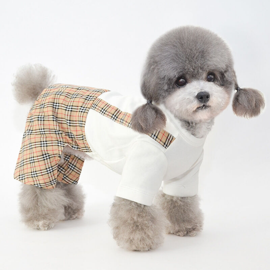 Spring new pet bottoming clothes puppy bottoming clothes four-legged clothes pet clothes dog clothes kitten clothes plaid straps four-legged clothes