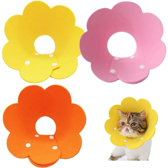 Aougo - Pet Recovery Collar Soft Pet Protective Collar for Dog and Cat, 3 Adjustable Cone Shape Dog Collars, Anti-Licking Anti-Bite Protection Collar