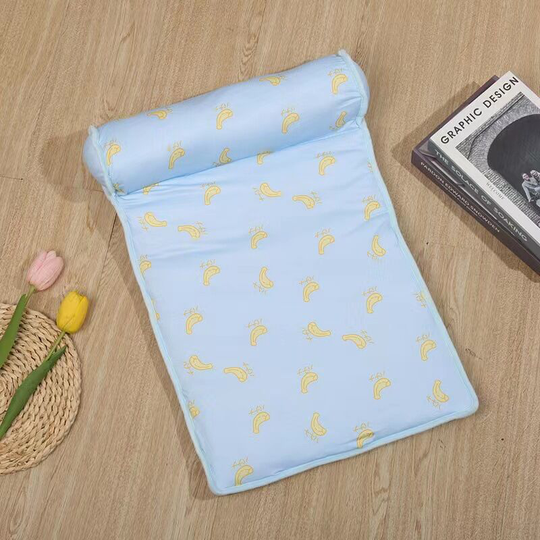 Bed for Small Dog or Cat - Cushion, Carpet, Mattress or Pet Mat for Floor, blue l, 80x60 cm
