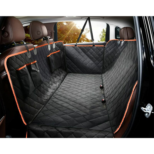 Joorrt - Dog seat cover for the rear bench seat, waterproof dog seat cover and stripes resistant with 4 side bag covers and 2 dog safety belts,