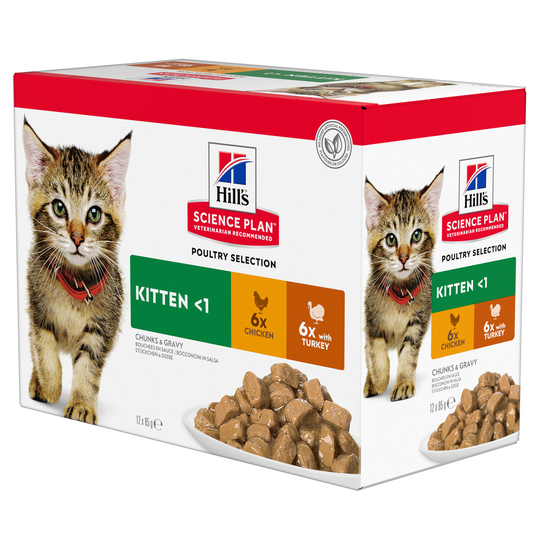 Hill's Science Plan Kitten Pouches - Poultry Selection (48 x 85g)