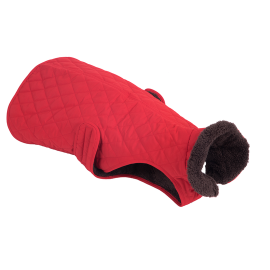Quilted Dog Coat - Red - approx. 50cm Back Length