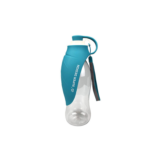 Portable Pet Water Bottle, Reversible & Lightweight Water Dispenser for Dogs and Cats, Made of Food-Grade Silicone (Blue )