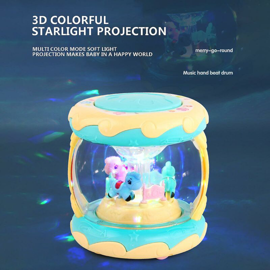 Infant Toy Carousel Hand Drum Light Music Early Education Children's Toy - Flkwoh