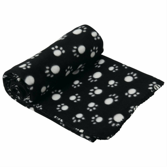 Soft & Comfy Fleece PET BLANKET 100x70 - Black - Paw Print