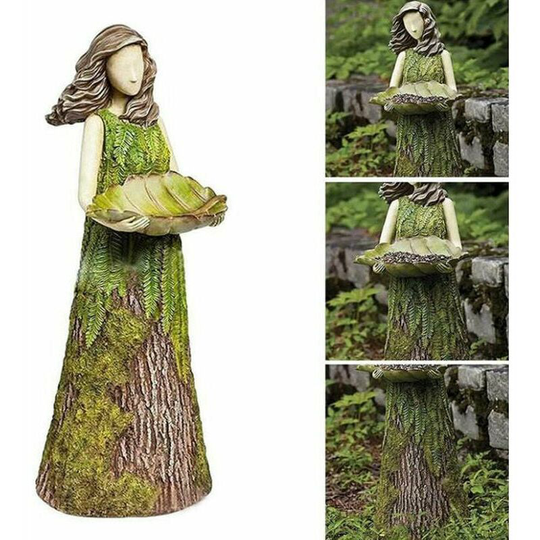 Outdoor Bird Trough - Sherwood Fairy Statue with Bird Feeder - Resin Ornament - Super Cute Garden Statue for Garden Decoration,Fonepro