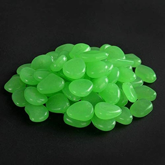 Litzee - 300 Pieces Green Light Stone, Light Stone Garden Walkway, Decorative Garden Stones for Outdoor Walkways Aquarium Garden Path Lawn