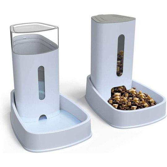 Bearsu - Food Dispenser / Water Fountain Automatic-3.8Lx 2 Pieces- Dog / Cat Food / Dry Food Accessories Pet Bowl