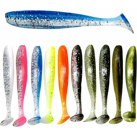 Fishing Soft Lures 50 Pcs Soft Bait Fishing Lures Luminous Soft Swingers with T-tail for Walleye Perch Grass Carp Bass