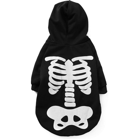 Halloween Pumpkin Hoodies Pet Dog Cat Skull Clothes Cute Puppy Ghost Costume Long Sleeve Shirt Clothes for Dogs Cats black l - Langray