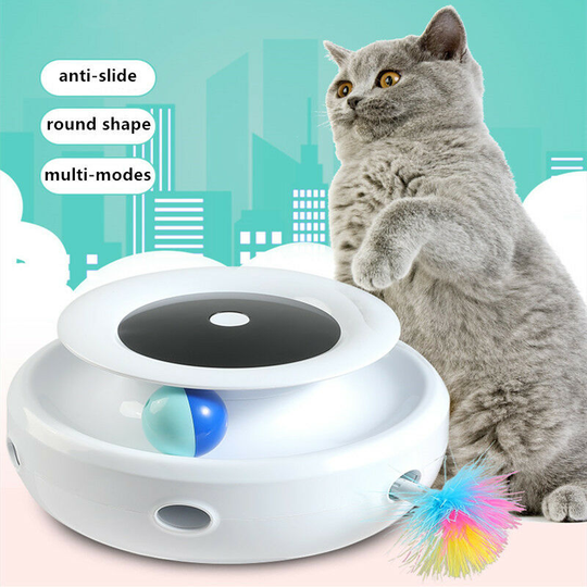 Heguyey - Smart Cat Toy, 2 in 1 Ambush and Marble Runs Robot Cat Toy Electric Cat Ball Toy for Indoor Cats/Kittens (White)