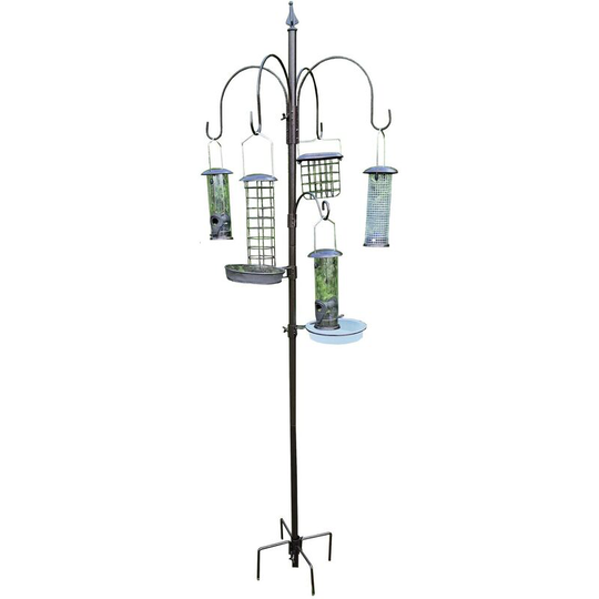 Selections - Metal Complete Bird Feeding Station with 5 Feeders and Matching Stabiliser Stand