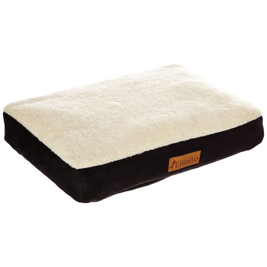 Ellie-Bo Dog Bed with Faux Suede and Sheepskin Topping for Dog Cage/ Crate Medium 30-inch Black