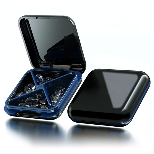 Waterproof Portable Daily Small Pill Case for Vitamins Arctic Black - Muff