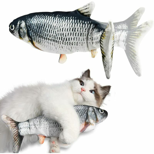Cat Fish Toy Electric Fish Toy Cat Interactive Chew Toy Simulation Fish with usb Charging Washable Plush Fish Toy(28 cm)